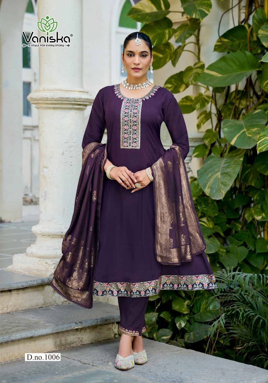 ANARKALI VOL.1 By VANISKA 1001 To 1006 Series Beautiful Festive Suits Colorful Stylish Fancy Ethnic Wear CHANDERI Embroidery Dresses At Wholesale Price